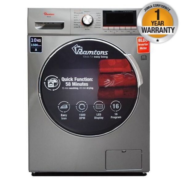 Ramtons RW/160-10KG Washer + 6KG Dryer- Dark Silver
