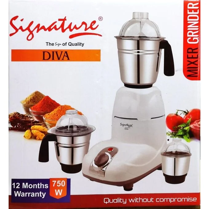 Signature 3 In 1 Mixer Grinder 750W 3Jars Stainless Steel