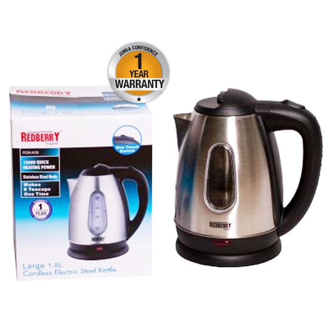Redberry Stainless Steel Kettle – 1.8L.