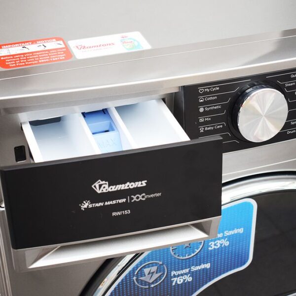 Ramtons RW/153- 12KG Front Load Washing Machine-Dark Silver - Image 2