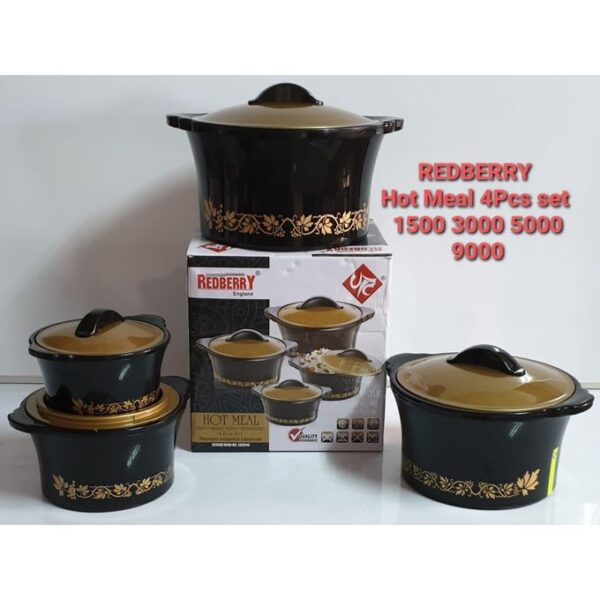 Redberry Hot meal Insulated 4 Pieces Hotpots - Black