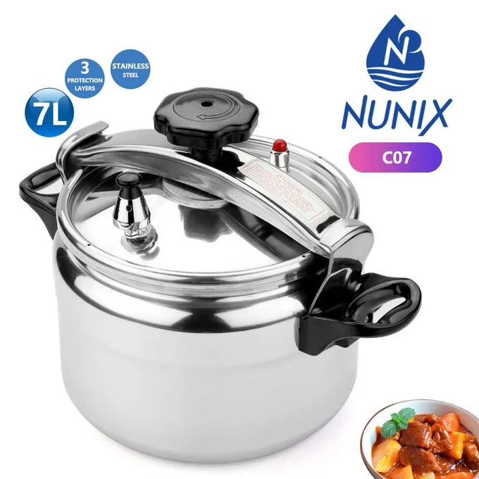 Nunix Pressure Cooker – Explosion Proof – 7 Litres – Silver