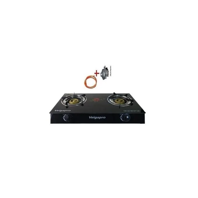 Veigapro Glass Table Top Gas Cooker + Pipe & Regulator